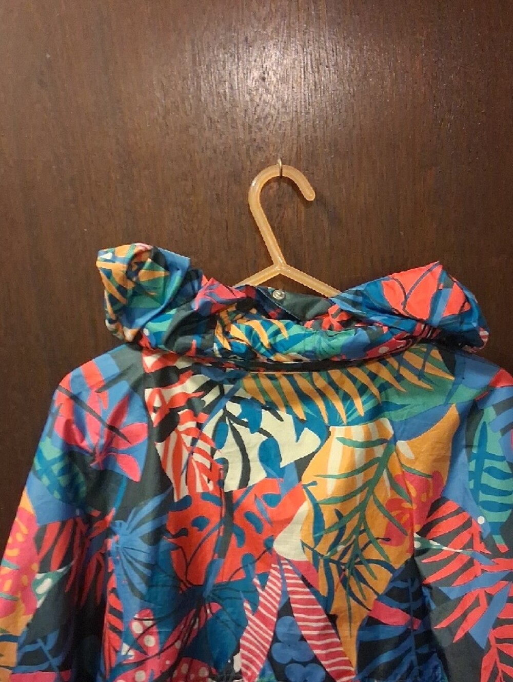 Lauren James Tropical Print Anorak Windbreaker Hood Folds Up Into Pouch Size XL - Picture 9 of 15